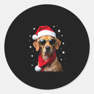 Funny Boxer Dog Christmas Lights Xmas Outfit Pajam Classic Round Sticker