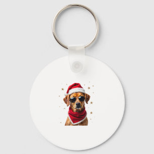 Funny Boxer Dog Christmas Lights Xmas Outfit Pajam Keychain