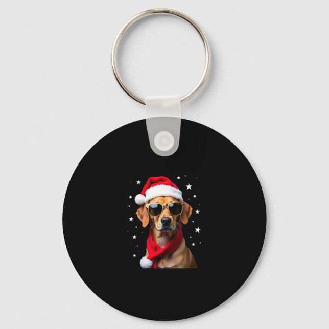 Funny Boxer Dog Christmas Lights Xmas Outfit Pajam Keychain (Front)