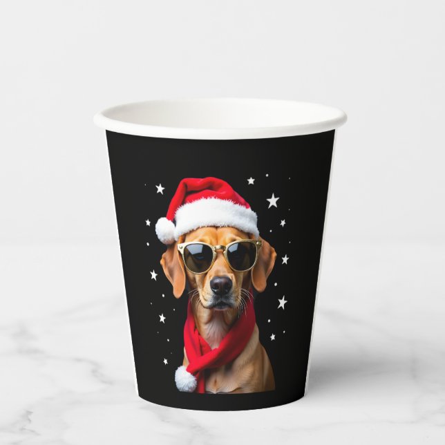 Funny Boxer Dog Christmas Lights Xmas Outfit Pajam Paper Cups (Front)