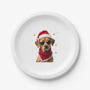 Funny Boxer Dog Christmas Lights Xmas Outfit Pajam Paper Plate