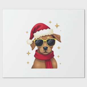 Funny Boxer Dog Christmas Lights Xmas Outfit Pajam Wrapping Paper