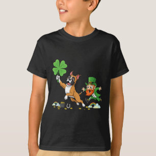 Funny Boxer Dog Clover St Patricks Day Womens Mens T-Shirt