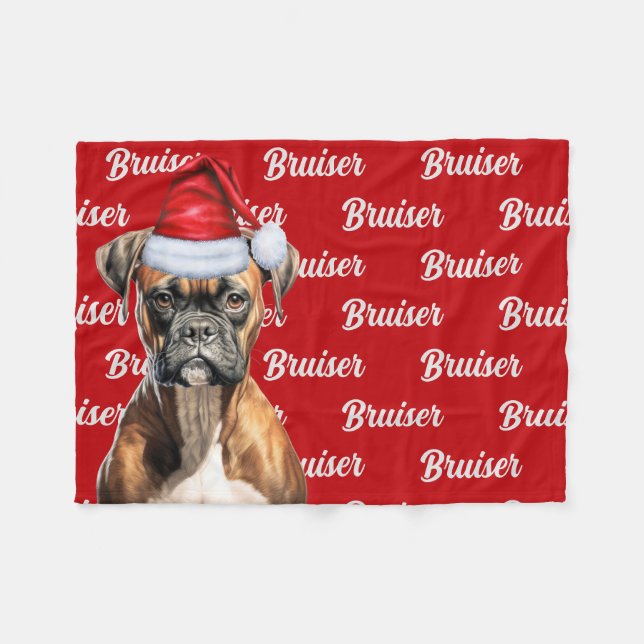 Funny Boxer Dog Name Patterned Christmas Fleece Blanket (Front (Horizontal))