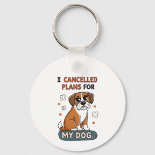 Funny Boxer Dog Quote Cartoon Illustration Keychain