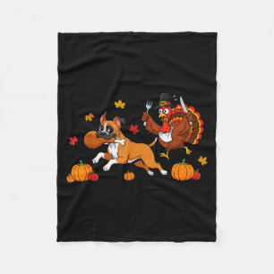 Funny Boxer Dog Turkey Autumn Thanksgiving Womens Fleece Blanket