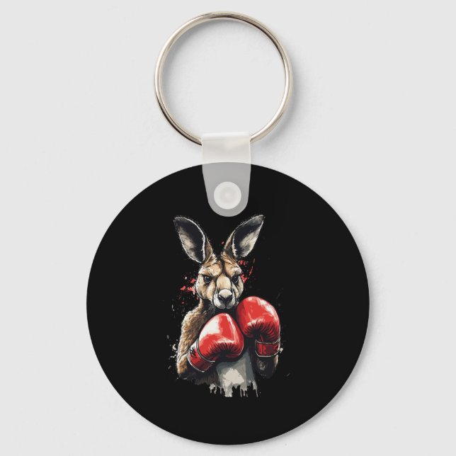 Funny Boxer Kangaroo With Boxing Gloves Fighting K Keychain (Front)