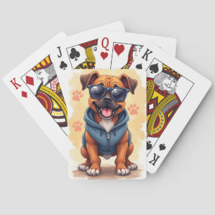 Funny Boxer Kawaii Dog Playing Cards