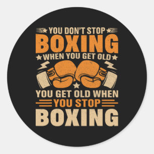Funny Boxer Player Old School Boxing Youth Trainer Classic Round Sticker