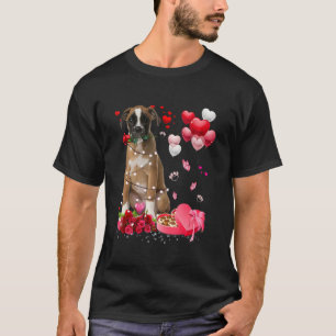 Funny Boxer Rose Heart Happy Valentine Day Dog Mom T-Shirt
