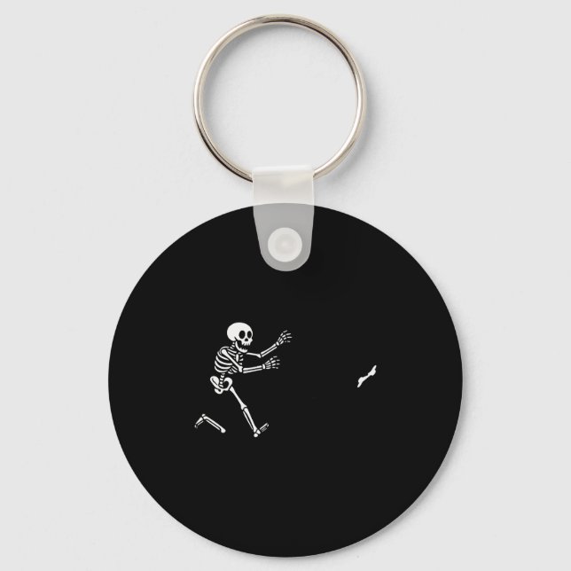 Funny Boxer Running Skeleton Halloween  Keychain (Front)