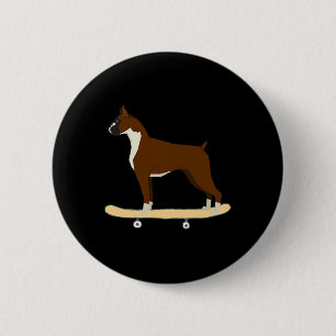 Funny Boxer Skateboarding Puppy Dog Gift Men Women 2 Inch Round Button