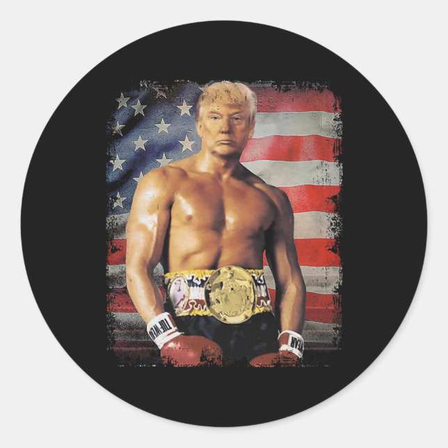 Funny Boxer Trump Trump Rocky Meme  Classic Round Sticker (Front)