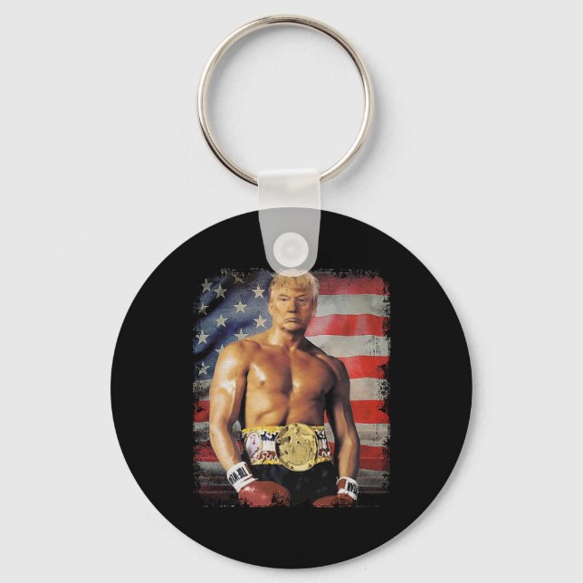 Funny Boxer Trump Trump Rocky Meme  Keychain (Front)
