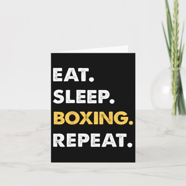 Funny Boxing Apparel Eat Sleep Boxing Repeat  Card (Front)