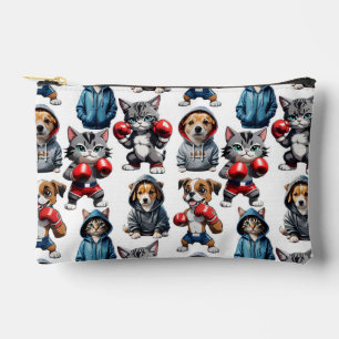 Funny Boxing Cat Dog Pattern Design  Accessory Pouch
