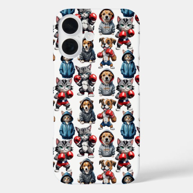 Funny Boxing Cat Dog Pattern Design  Case-Mate iPhone Case (Back)