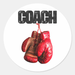 Funny Boxing Coach Classic Round Sticker