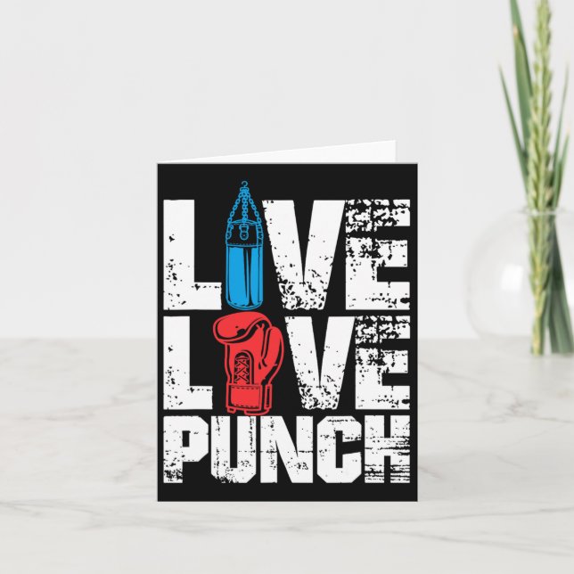 Funny Boxing Glove Tee Live Love Punch  Card (Front)
