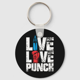Funny Boxing Glove Tee Live Love Punch Keychain