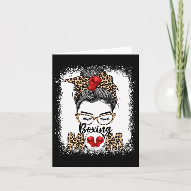 Funny Boxing Gloves Messy Bun Boxing Mom  Card (Front)