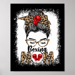 Funny Boxing Gloves Messy Bun Boxing Mom  Poster