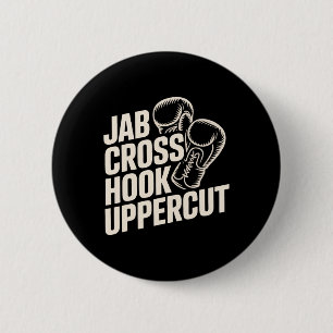 Funny Boxing Gym Jab Cross Hook Uppercut For Women 2 Inch Round Button