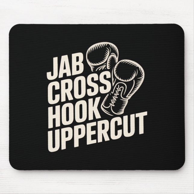 Funny Boxing Gym Jab Cross Hook Uppercut For Women Mouse Pad (Front)