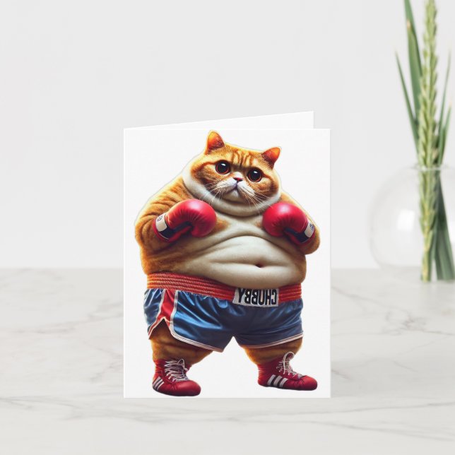 Funny Boxing Gym Workout Cat With Boxing Gloves An Card (Front)