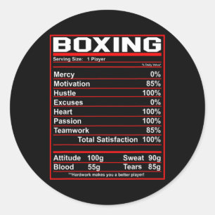Funny Boxing Nutrition Facts Boxer  Classic Round Sticker