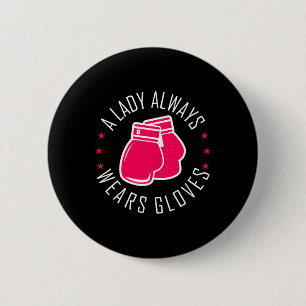 Funny Boxing Pink Gloves T Shirt Women Boxer 2 Inch Round Button