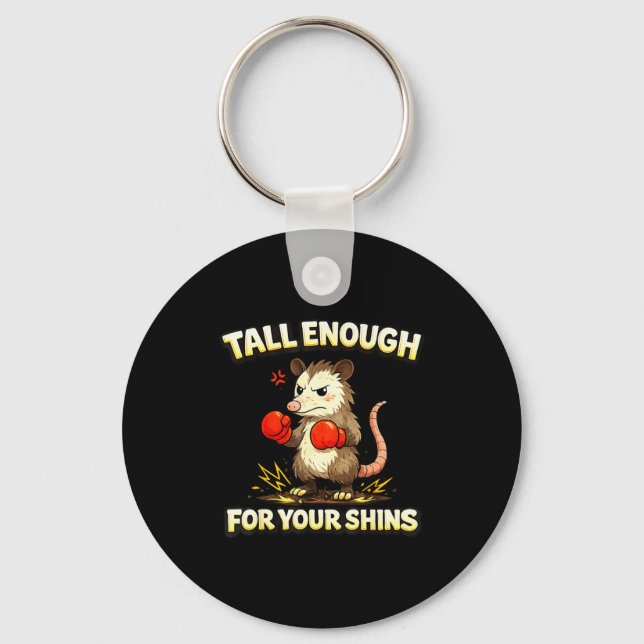 Funny boxing possum meme tall enough for shins keychain (Front)