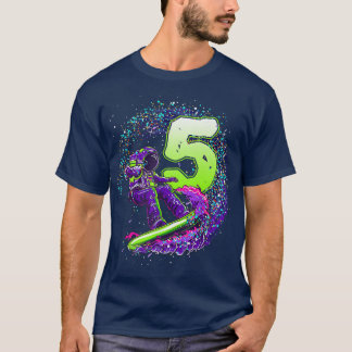 Funny Boy 5th Birthday Astronaut Outer Space Surfe T-Shirt