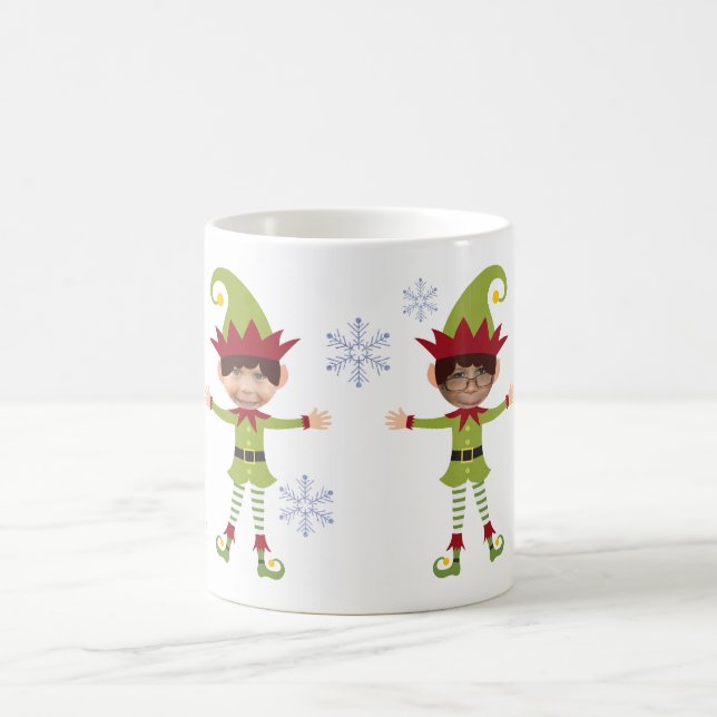 Funny Boy Elves Custom Kids Photos Merry Christmas Coffee Mug (Center)