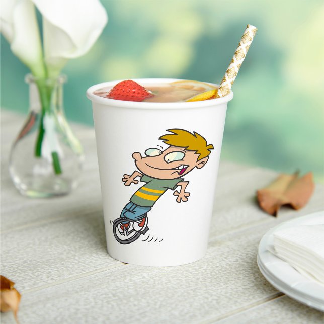 Funny Boy Riding Unicycle Paper Cups (Creator Uploaded)