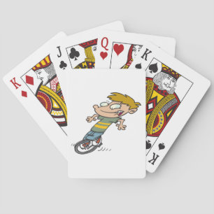 Funny Boy Riding Unicycle Playing Cards