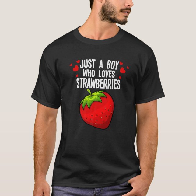 Funny Boy Strawberry Design For Men Kids Strawberr T-Shirt (Front)
