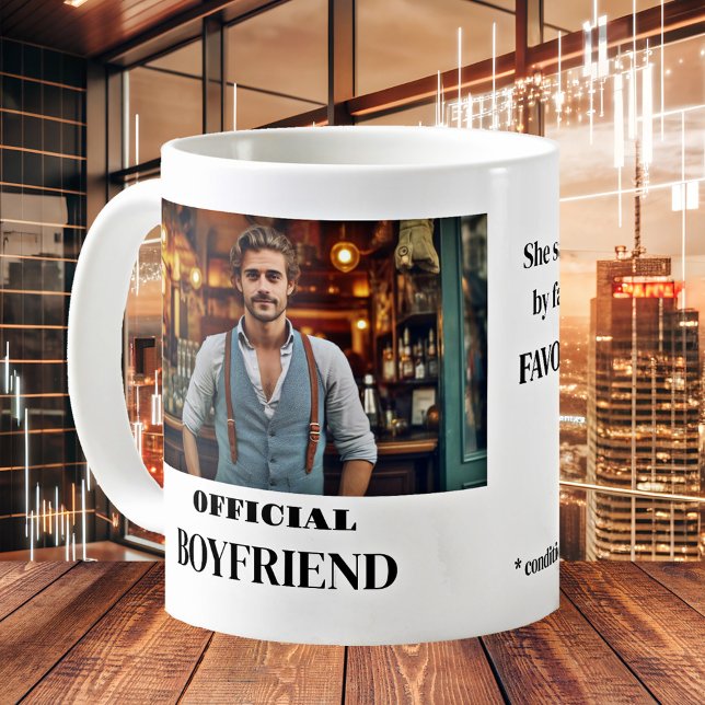Funny Boyfriend Photo  Coffee Mug (Funny minimalist boyfriend mug featuring your custom photos and texts.)