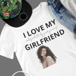 Funny Boyfriend with Girlfriend's Photo Gift T-Shirt<br><div class="desc">Bring humour and heart together with our 'I Love My Girlfriend' Funny Photo T-shirt—a perfect blend of personalized charm and playful expression. Customize it with your photo to transform this shirt into a unique, sentimental keepsake. This funny and endearing design makes for an ideal gift, whether it's his birthday, an...</div>