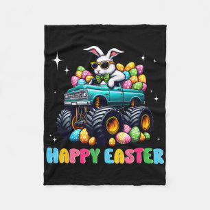 Funny Boys Happy Easter Monster Truck Easter Eggs  Fleece Blanket