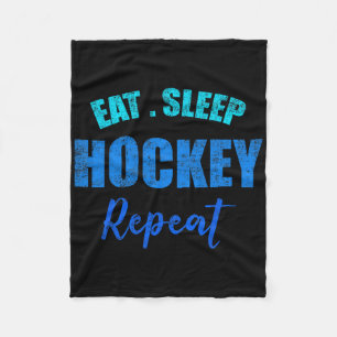Funny Boys Hockey Player Eat Sleep Hockey Repeat  Fleece Blanket