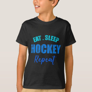 Funny Boys Hockey Player Eat Sleep Hockey Repeat T-Shirt