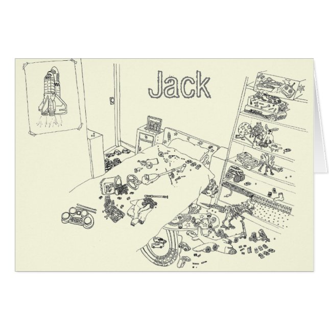 Funny Boys Messy Bedroom Jack Colouring Birthday (Front Horizontal)