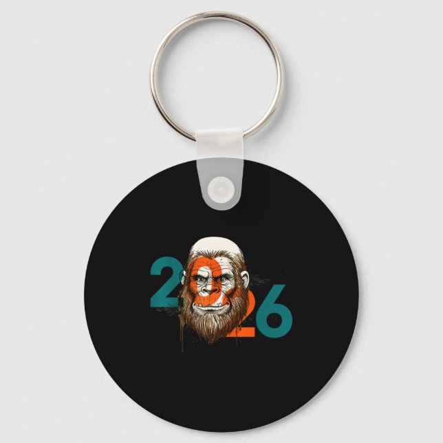 Funny Boys Nye Outfit, Mens Fireworks Bigfoot Happ Keychain (Front)