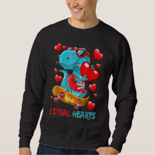 Funny Boys Valentines Day Kids T rex Dino I Steal Sweatshirt