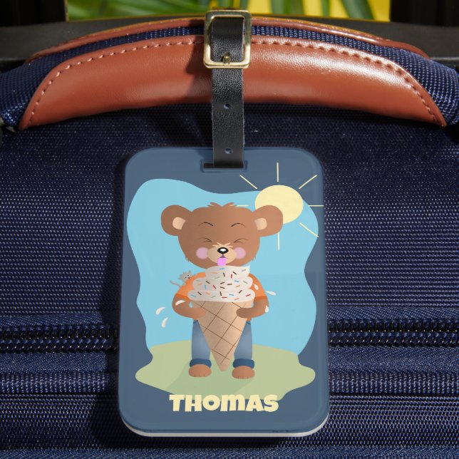 Funny Brain Freeze Kid Personalized Luggage Tag (Front Insitu 2)