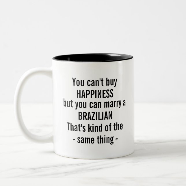 Funny Brazil Pride Gift Brazilian Present Patrotic Two-Tone Coffee Mug (Left)