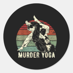 Funny Brazilian Jiu Jitsu BJJ Murder Yoga Retro Classic Round Sticker