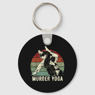 Funny Brazilian Jiu Jitsu BJJ Murder Yoga Retro Keychain