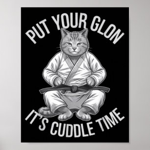 Funny Brazilian Jiu Jitsu Fighting Cat Gi On Men Poster
